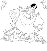 A coloring page of snow white